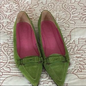 Avocado Green Pointy J.Crew Flats 7.5